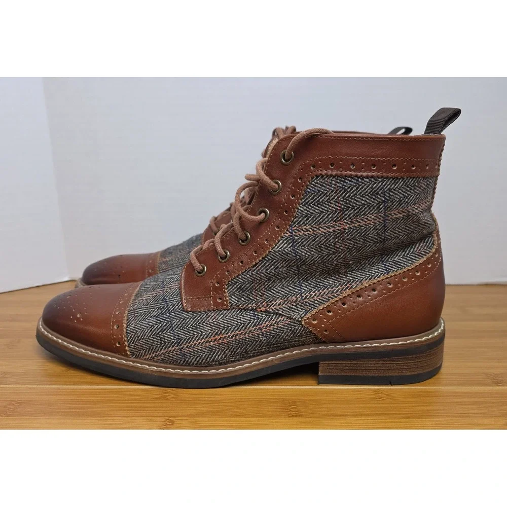 La Milano Ankle Oxford Cognac Leather Boots ELI II B521117K Men's Size 12